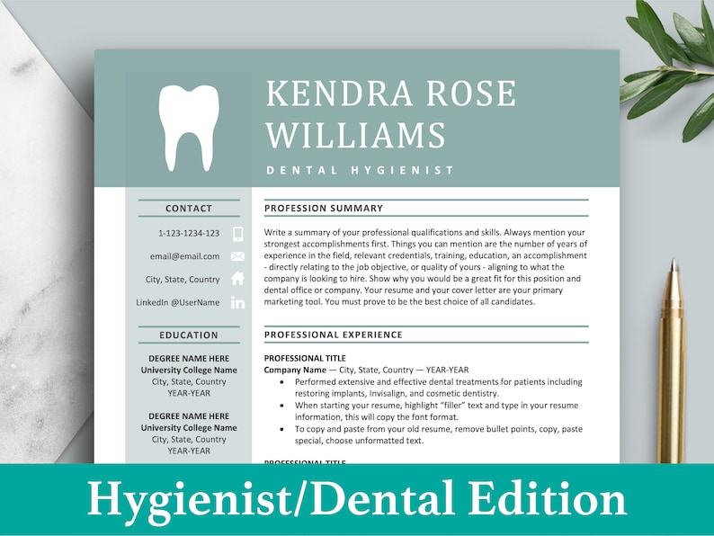 Dental Hygienist Resume CV Template - Il 794xN.4349805142 Omt3 