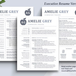 The Art of Resume Templates | Three-Page Teacher Blue Grey Executive CEO C-Suite Level  Resume CV Template Format | Curriculum Vitae