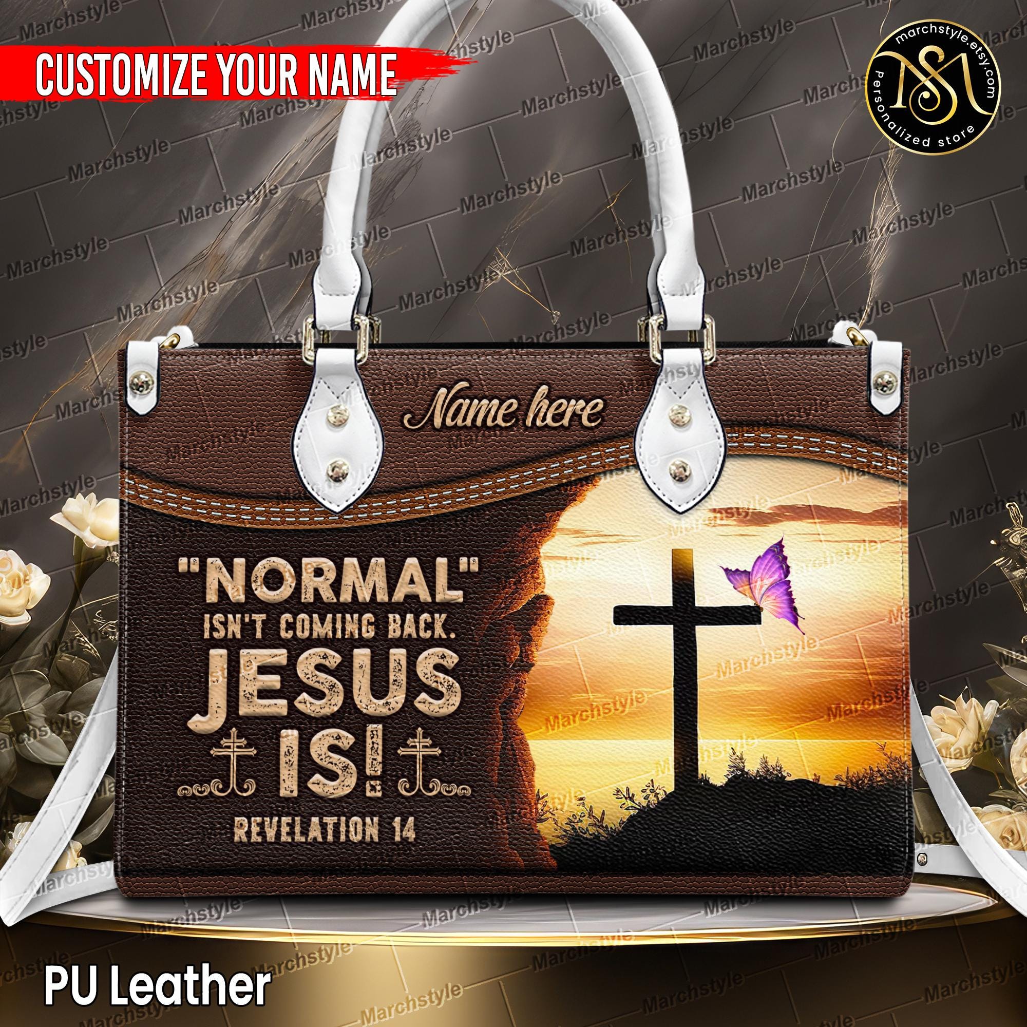 Discover Marchstyle - Personalized Leather Handbag Normal Isn't Coming Back Jesus Is, Custom Name Bible Verse Wallet, Jesus Lover Gift