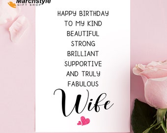 Marchstyle - Wife Card, Birthday card for Wife, Gift from Husband, Birthday greeting card for Wife, Girlfriend birthday, Card from Boyfriend