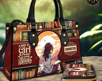 Marchstyle - Personalized Handbags Just A Girl Who Loves Books, Wallet for birthday Daughter, Granddaughter, Niece Leather Bags For Women