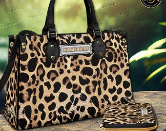 Bolso o cartera de piel sintética con estampado de leopardo personalizado