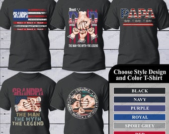 Marchstyle - Personalisiertes Dad Veteran Fist Bump T-Shirt, Vatertagsgeschenk, Opa Tshirt Amerikanische Flagge USA, Like A Normal Opa Shirt