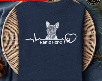 Märzstyle - Benutzerdefinierte Herzschlag Haustier Foto Unisex Shirt, personalisierte Hundenamen Geschenk für Weihnachten, Portraits Katzenportraits, benutzerdefinierte Haustier Portrait