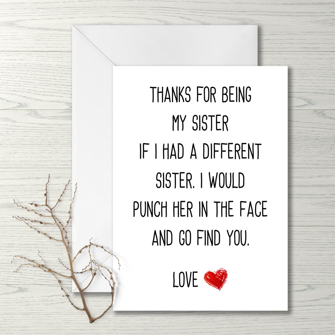 Thank You for Being My Sister Card Sister Gifts Best Gifts - Etsy