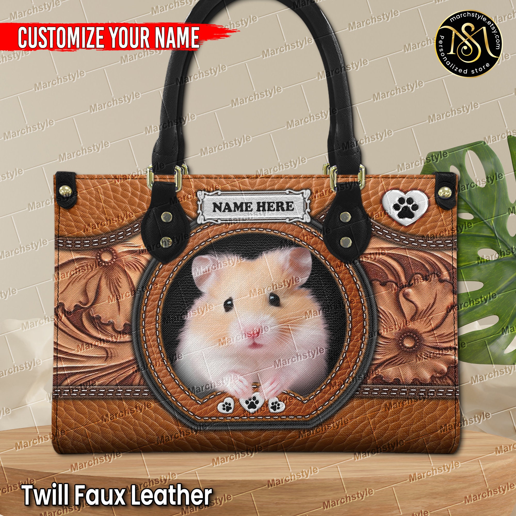 Discover Marchstyle - Custom Guinea Pig Leather Handbag, Custom Pet Portrait Bag , Dog or Cat Portrait Wallet, gift for Lover Hamster Mouse