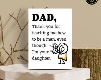 Funny Fathers Day Card, Dad Birthday Card from Daughter, Sarcastic Card for Dad, Thank You Dad Card, Cute Father Daughter Greeting Card