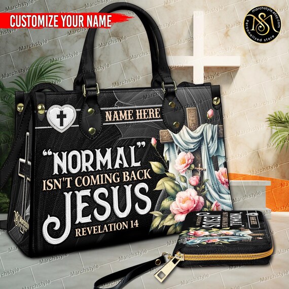 Personalized PU Leather Handbag Wallet: Jesus Lover Gift UK