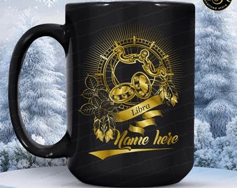 Personalized Libra Mug, Custom Zodiac Sign Coffee Cup, Astrology Birthday Gift for Her, Custom Name Mug for Libra Women