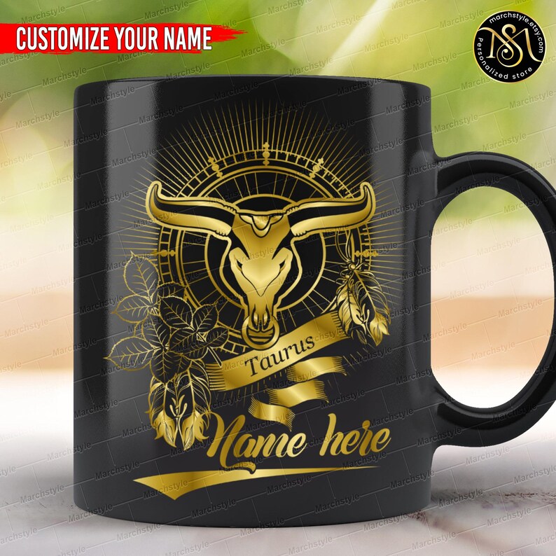 Personalized Taurus Mug, Custom Name Zodiac Coffee Cup, Astrology Birthday Gift for Taurus Woman Man, Star Sign Horoscope Mug image 7