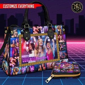 Marchstyle - Personalized Leather Handbag & Wallet with photo of a friend&#39;s birthday party, Custom Bootleg, Custom Your Photo Purse