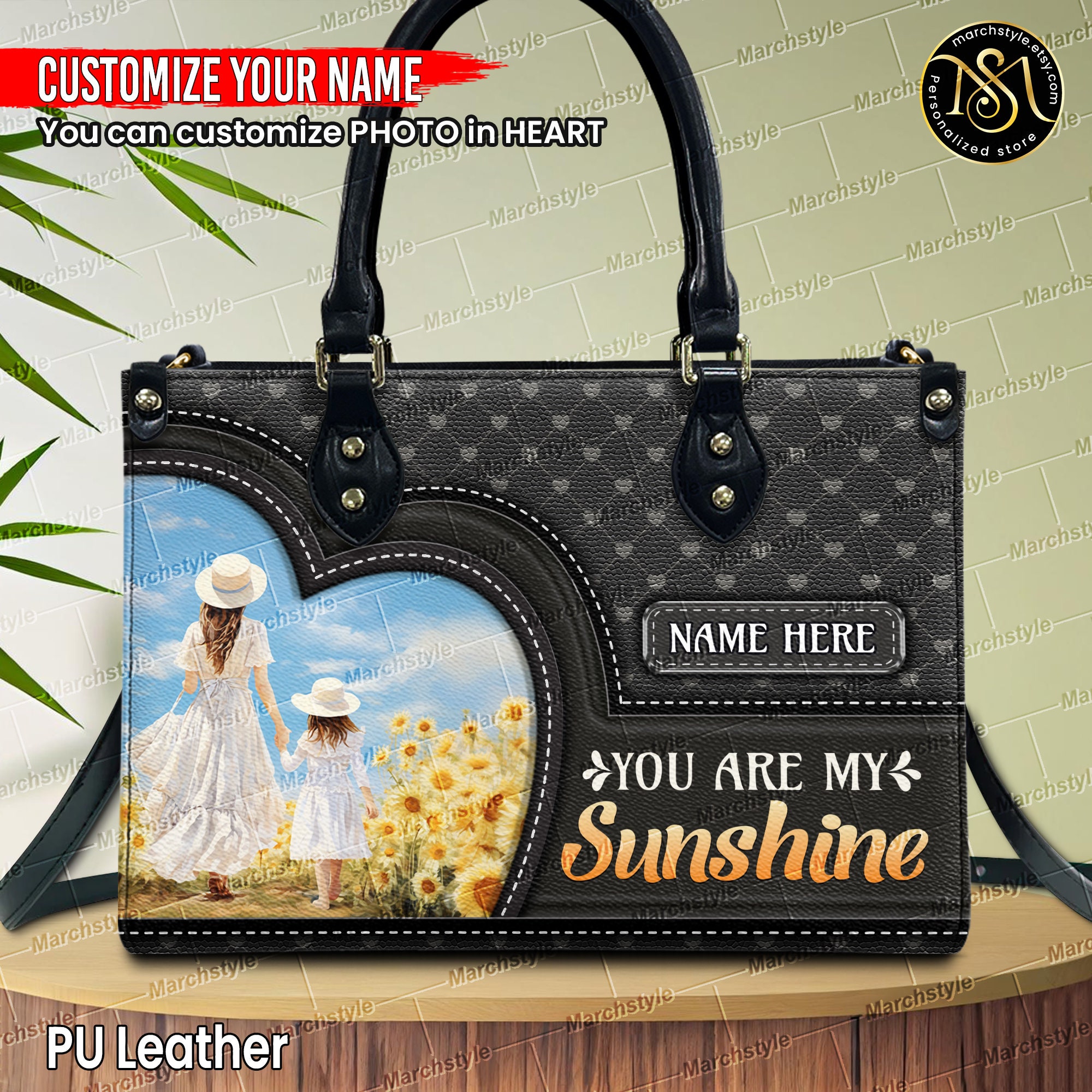 Discover Marchstyle - Personalized Leather Handbags for Mother and Daughter, You Are My Sunshine Crossbody Bag,Sunshine Wallet,Sunshine Bag