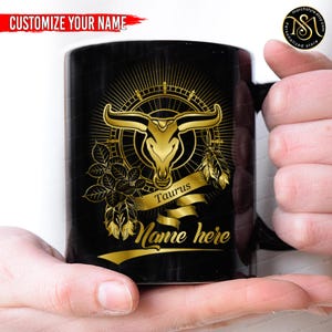 Personalized Taurus Mug, Custom Name Zodiac Coffee Cup, Astrology Birthday Gift for Taurus Woman Man, Star Sign Horoscope Mug image 5