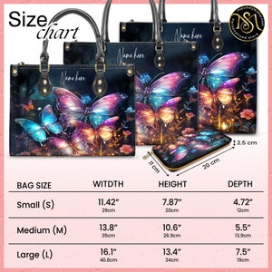 Marchstyle Custom Name Magic Forest With Colorful Butterflies Leather Bag & Purse, Dream Forest Butterfly with Colorful Wings Bag Wallet image 3