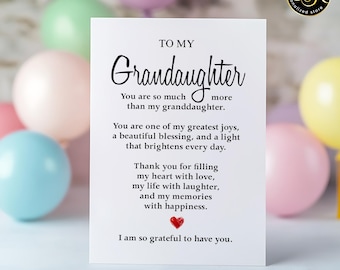 Tarjeta de cumpleaños para nieta, Regalo para mi nieta, Tarjeta de la abuela, Tarjeta sentimental para nieta, Tarjeta plegada de dulce bendición 5x7