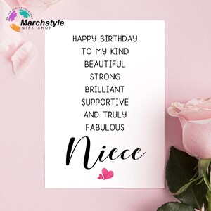 Marchstyle - Niece Card, Birthday Card For Niece, Niece gift from Aunt, Best gift for Niece, Gift birthday from Uncle,Folded 5x7 White Card