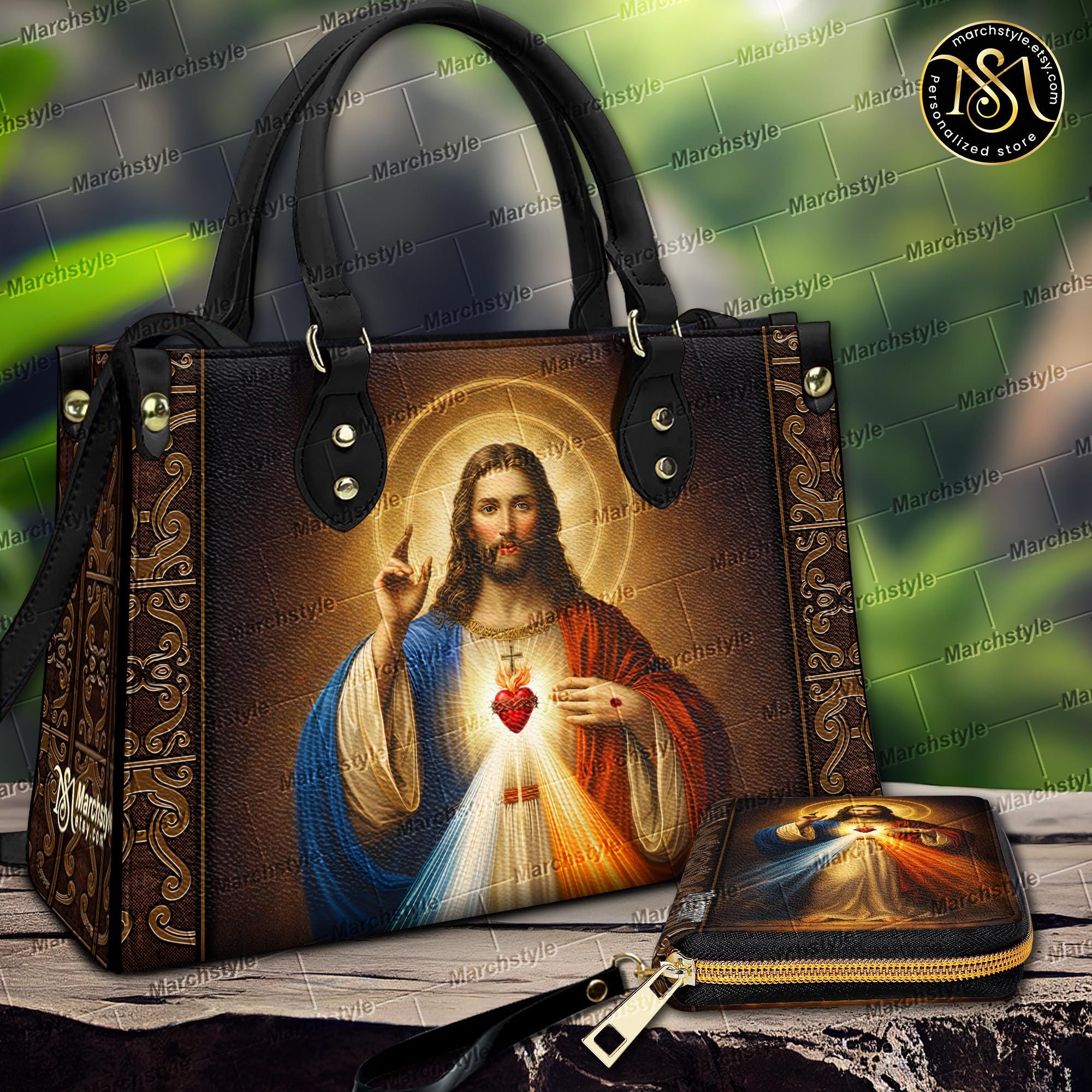 Marchstyle - Sacred Heart of Jesus Handbag or Wallet, Divine Mercy ...