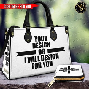 Marchstyle - Personalized Leather handbag, Insert Your Design Wallet, Women Custom Handbag, Custom Crossbody Bag, Invitation photo insert