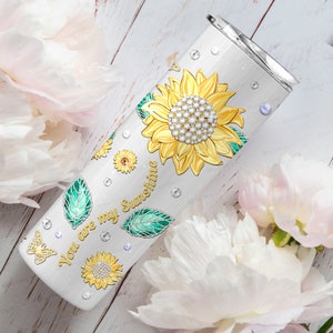 Marchstyle - Gepersonaliseerde zonnebloembeker, You are My Sunshine, verjaardagscadeaus voor vrouwen, moeder, dochter, vriendin, zonnebloemcadeaus voor vrouwen