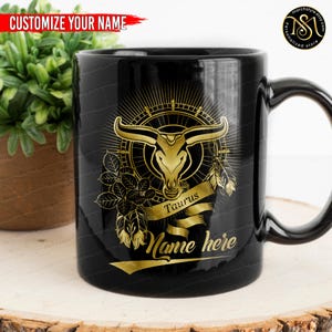 Personalized Taurus Mug, Custom Name Zodiac Coffee Cup, Astrology Birthday Gift for Taurus Woman Man, Star Sign Horoscope Mug image 8