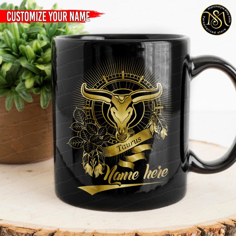 Personalized Taurus Mug, Custom Name Zodiac Coffee Cup, Astrology Birthday Gift for Taurus Woman Man, Star Sign Horoscope Mug image 8