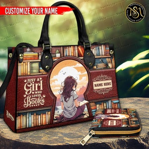 Marchstyle - Bolsos Personalizados Just A Girl Who Loves Books, Billetera para cumpleaños Hija, Nieta, Sobrina Bolsos de Cuero para Mujer