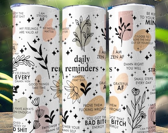 Funny Affirmation Tumbler for Women, Bad Bitch Energy Water Bottle, Mental Health Gift, Positive Quotes Travel Mug