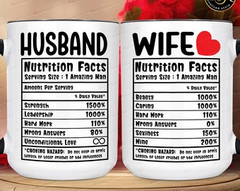 Marchstyle - Husband And Wife Nutrition Facts, Coffee Mug Couples Sets, Funny Husband And Wife Anniversary Cups, Wedding Engagement To Be