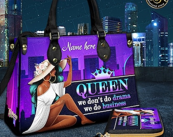 Bolso o cartera de piel Queen personalizado con frase inspiradora «No hacemos drama, hacemos negocios», bolso Boss Ladies
