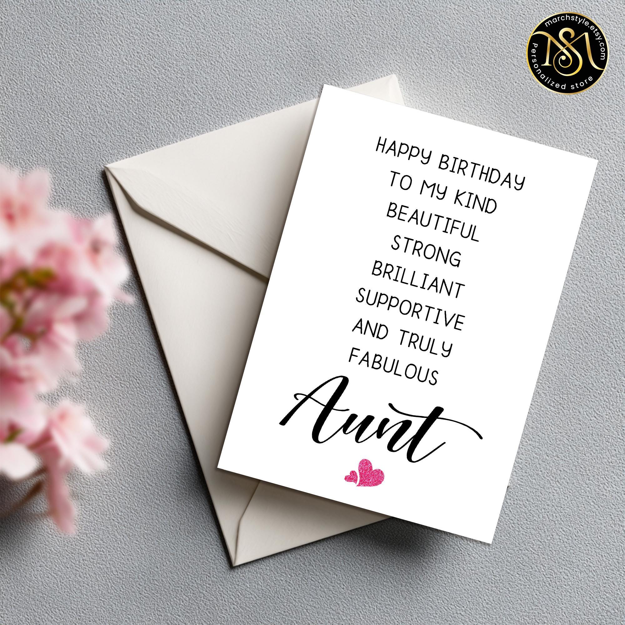 Happy Birthday Aunt Card, to My Fabulous Auntie Birthday Gift, 5x7 ...