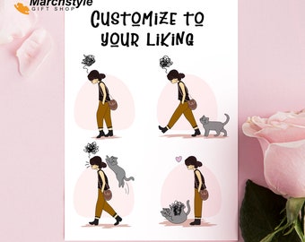 Marchstyle - Personalized cat lover Card, Customize the Text card as you like for cat lover, Gift for cat lover, cat lover gift women