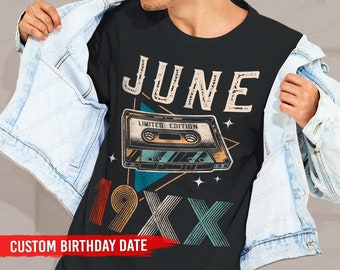Marchstyle - Custom Geburtstag Datum Vintage Kassettenband für Männer Frau, Kassettenband Shirt, Männer Geburtstag T-Shirts, Frauen Hemden Vintage