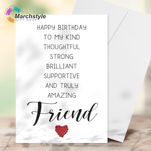 Marchstyle - Happy birthday greeting card for Friend, Birthday Gilfriend Card, Birthday Boyfriend Card, Bestfriend Card, Bff Card,Folded 5x7