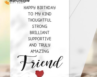 Marchstyle - Happy birthday greeting card for Friend, Birthday Gilfriend Card, Birthday Boyfriend Card, Bestfriend Card, Bff Card,Folded 5x7