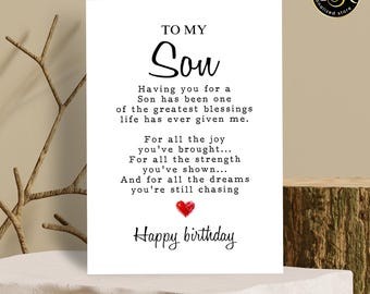 To My Son Birthday Card, Meaningful Birthday Card for Son, Happy Birthday Son Card from Mom, 5x7 Folded Greeting Card, Heartfelt Son Gift
