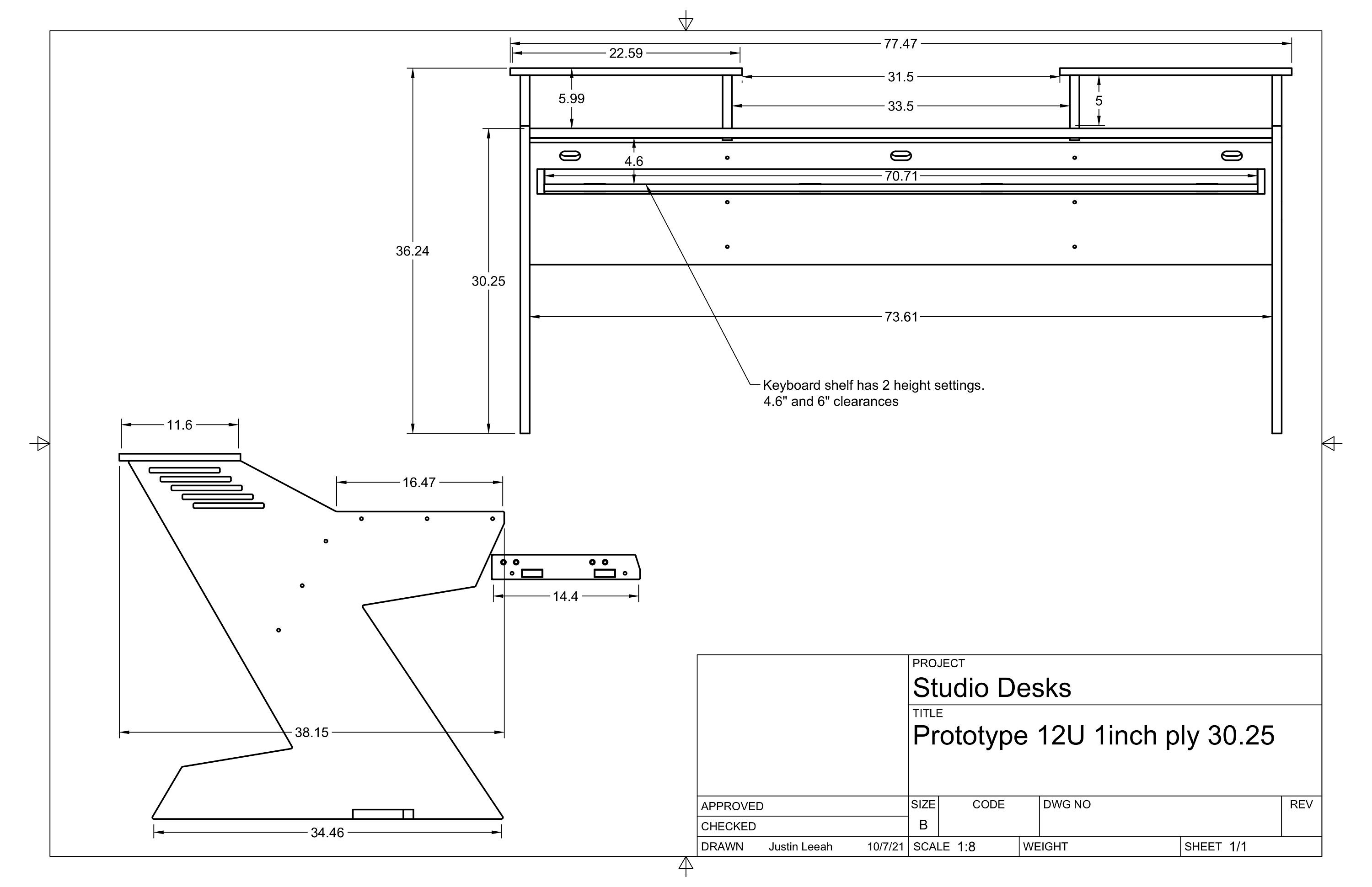 12U Studio Workstation Desk Baltic Birch Recording Studio Desk Etsy