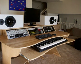 Recording Studio Desk 12RU workstation cabinet grade birch plywood with Keyboard Shelf