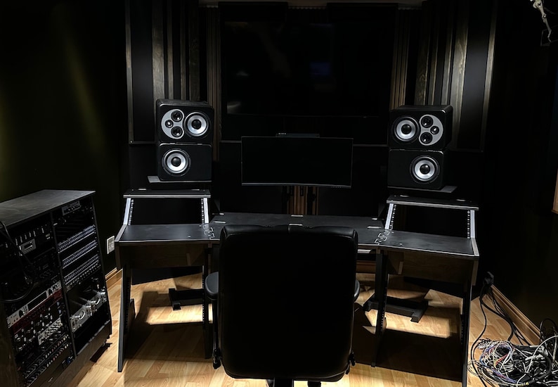 12U+16U Angled Studio Workstation Desk Baltic Birch Recording Studio ...