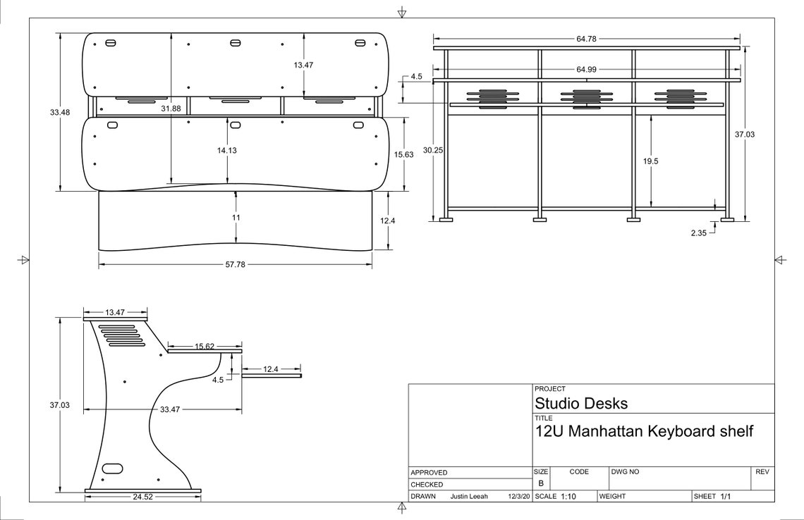 Recording Studio Desk 12 Rack Unit manhattan Model With Etsy