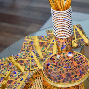 Kente, Party, Supplies African, Kwanzaa, Juneteenth, Freedom Day, Black Owned, Celebration, Black History, PLATES, CUPS, NAPKINS, tableware