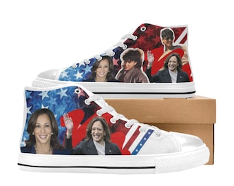 Kamala, President, sneaker, chucks, pearls, custom, shoe, unique, rally, campaign, gift, USA, America, I understand the assignment, Vote
