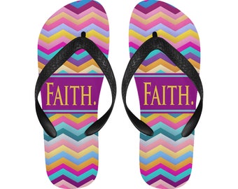 Walk By Faith, Religious, Christian Unisex Flip Flops, Gift, Encouragement