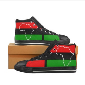African Pride, Sizing for Kids & Adults available. Classic Canvas High Top Sneakers, matching sneakers, perfect for family photos or events
