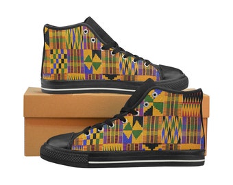 Kente Print Classic Canvas High Top Sneakers (shoe runs large, view size chart)