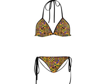 Kente Print Bikini, Vacation Swimwear, Summer Swimsuit, bikini, sexy, Caribbean, Africa, Jamaica, travel, trip