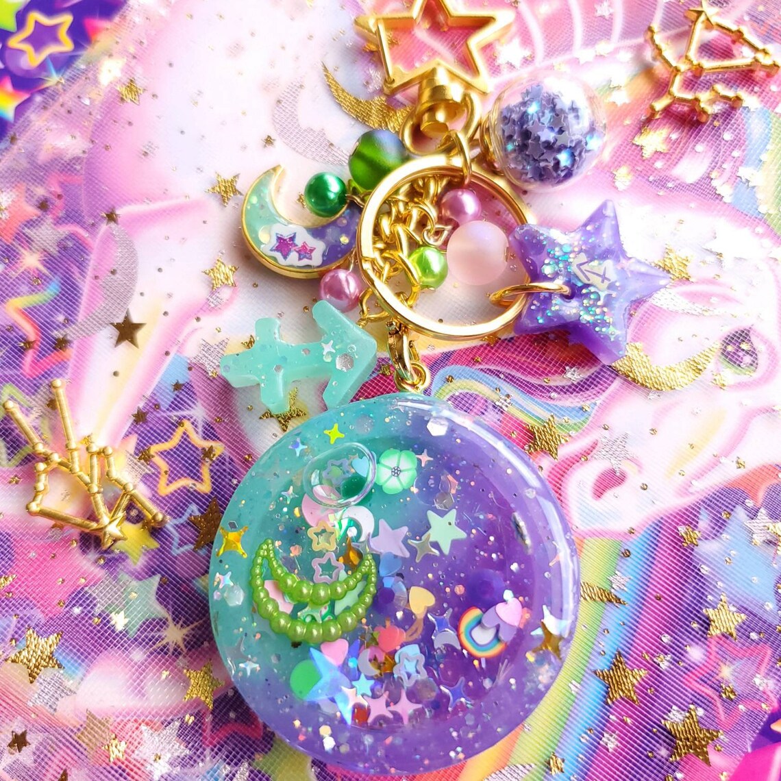 Sagittarius Y2k Lisa Frank Zodiac Sticker Liquid Shaker Charm Etsy