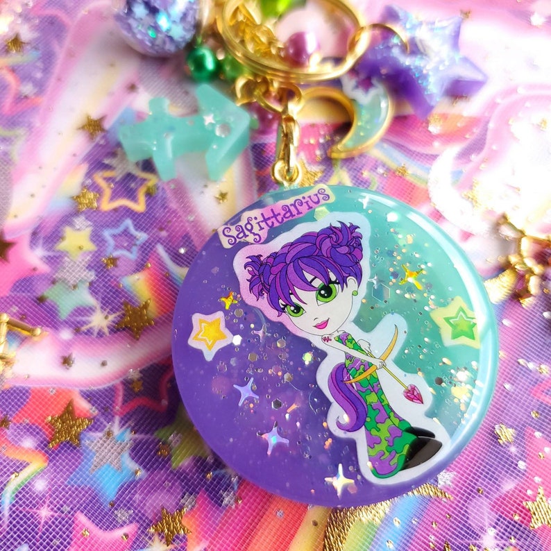 Sagittarius Y2k Lisa Frank Zodiac Sticker Liquid Shaker Charm Etsy