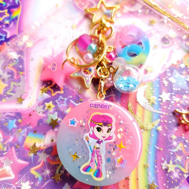 Cancer Y2k Lisa Frank Zodiac Sticker Liquid Shaker Charm Etsy Ireland