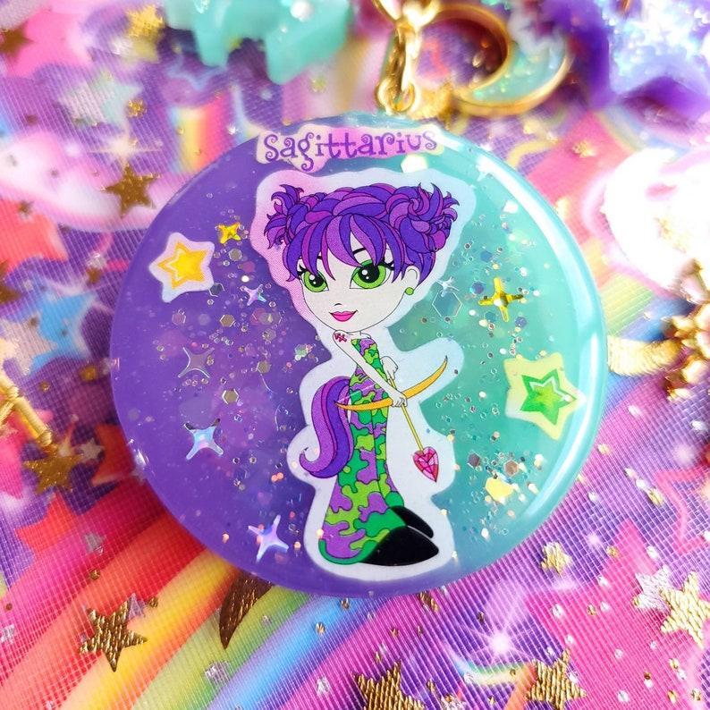 Sagittarius Y2k Lisa Frank Zodiac Sticker Liquid Shaker Charm Etsy