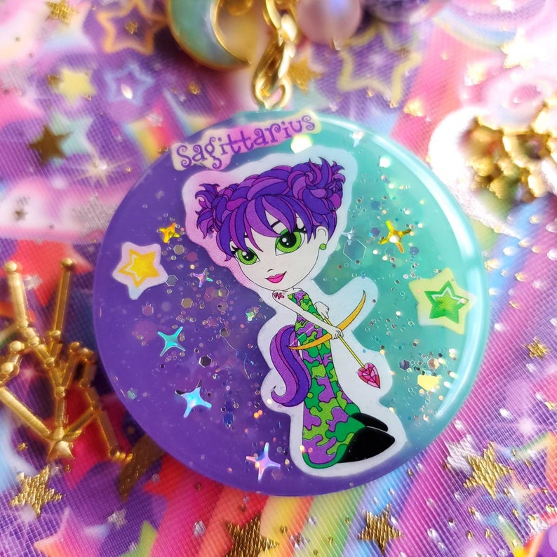 Sagittarius Y2k Lisa Frank Zodiac Sticker Liquid Shaker Charm - Etsy